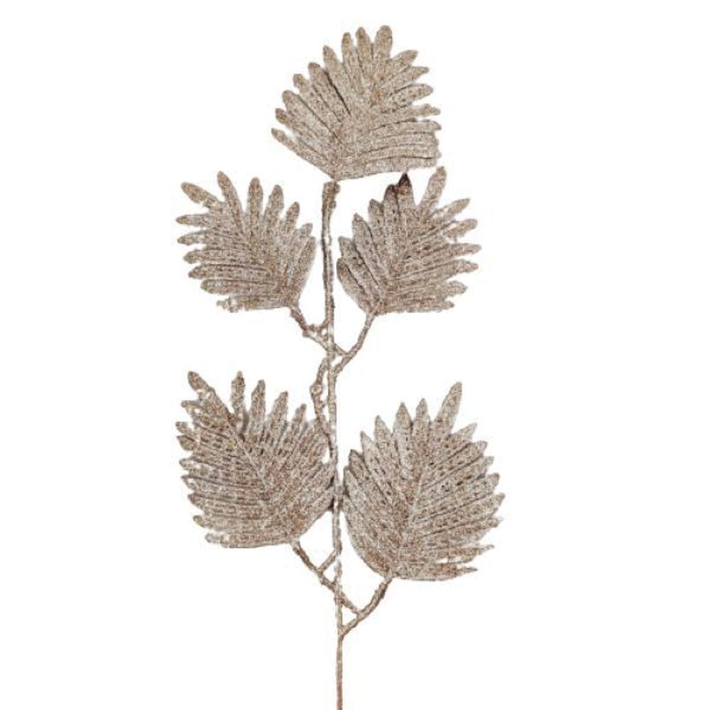 Folhagem De Natal Champagne 50X17cm Leque Glitter