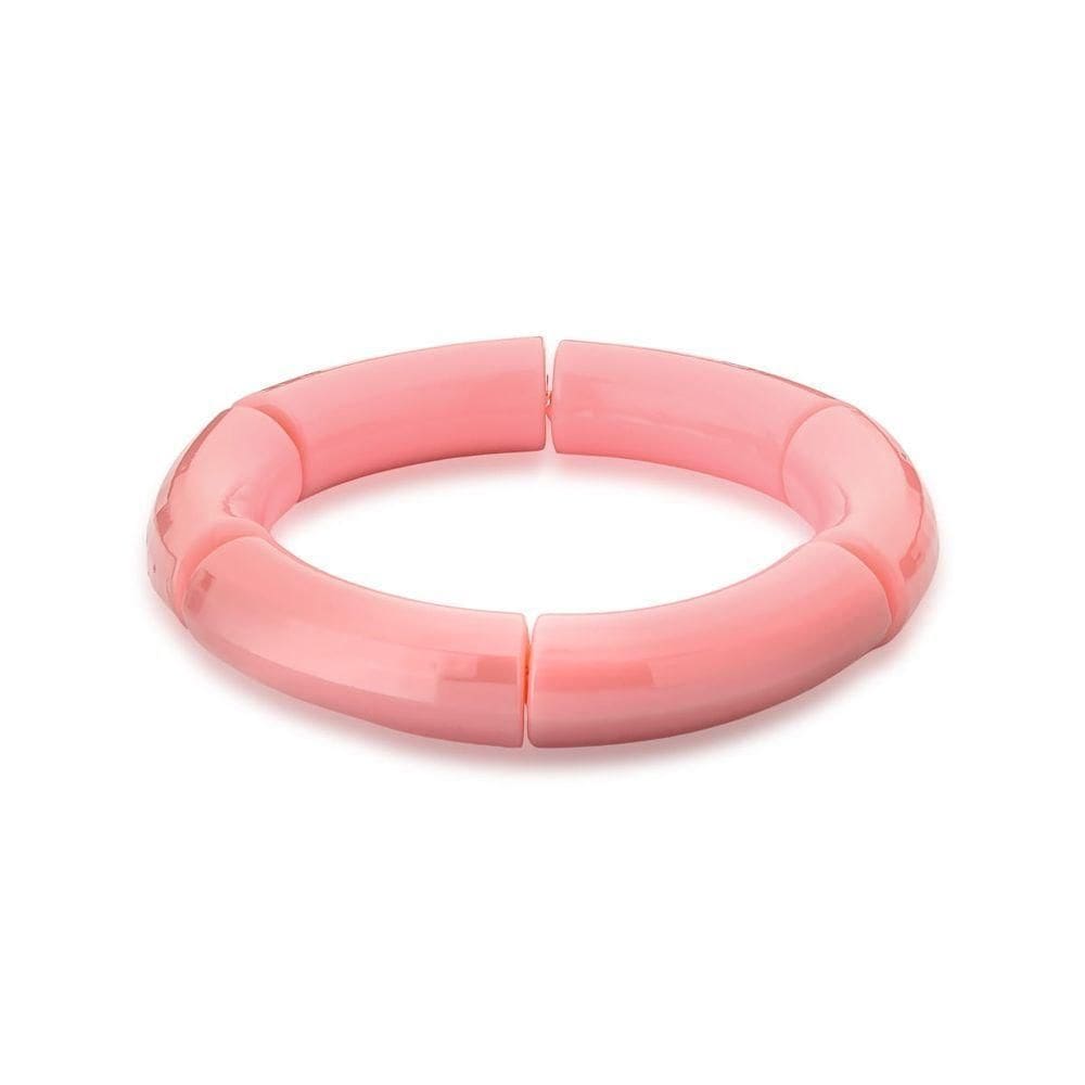 Pulseira Bijuteria Com Acrílico Na Cor Rosa