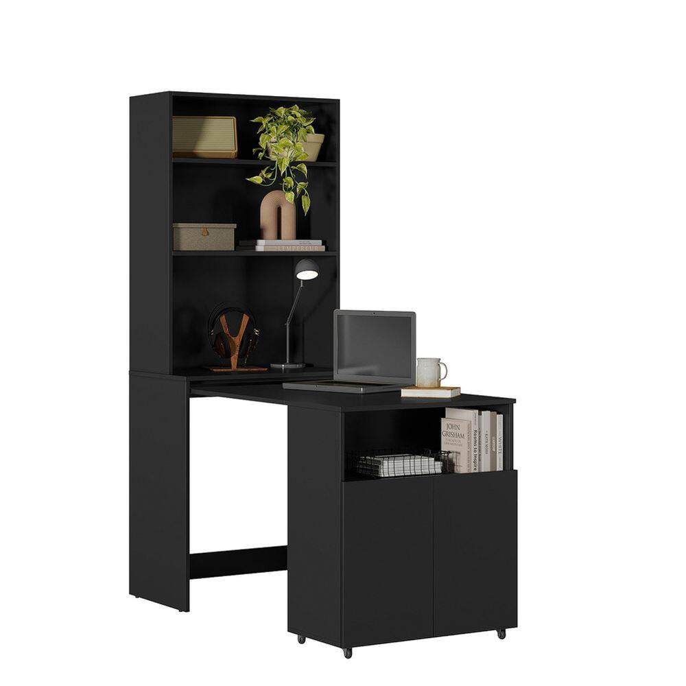 Armário Bancada de Cozinha Deslizante Dueto - Preto/Preto