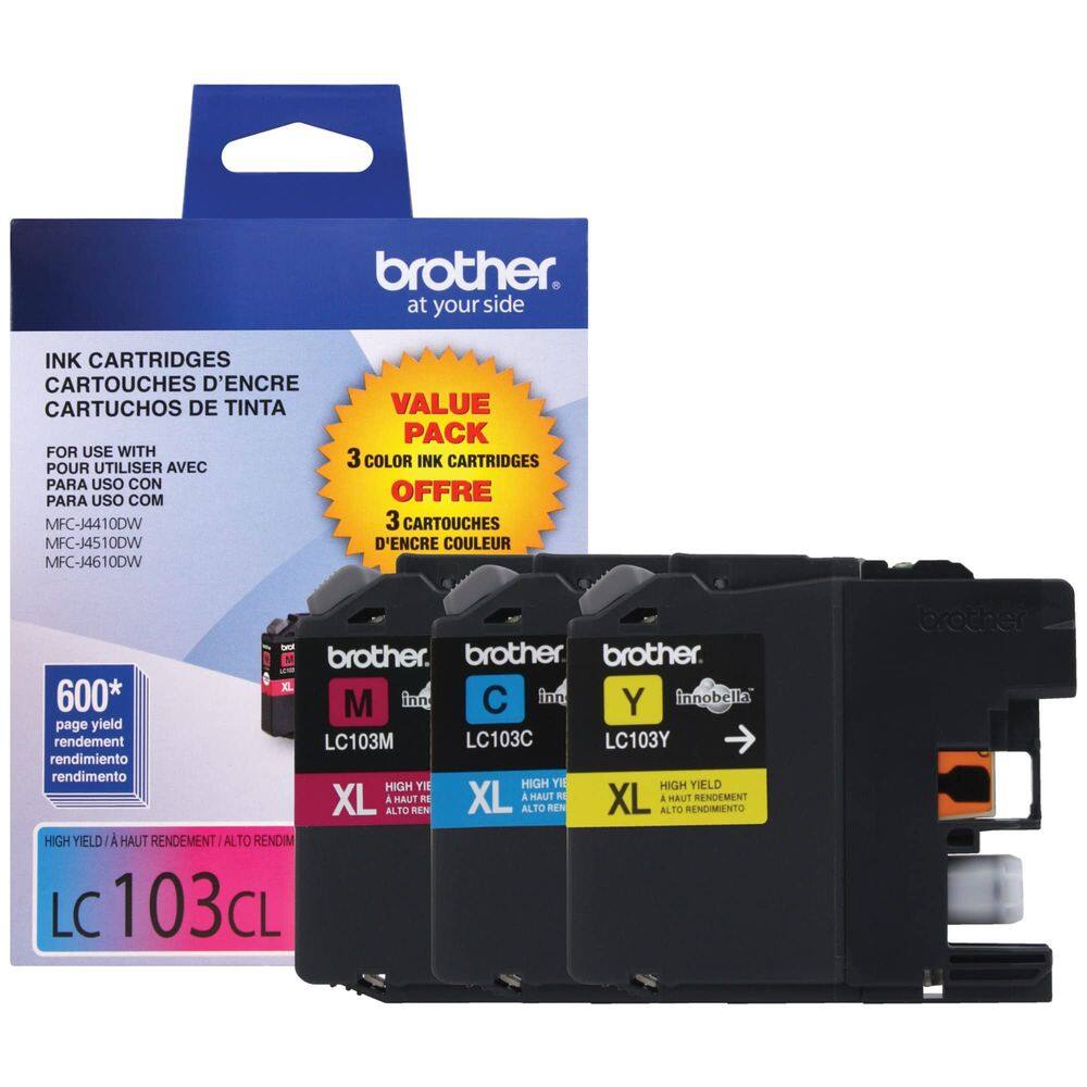 Cartucho de tinta Brother LC1033PKS Innobella de alto rendimento, 600 ml, pacote com 3