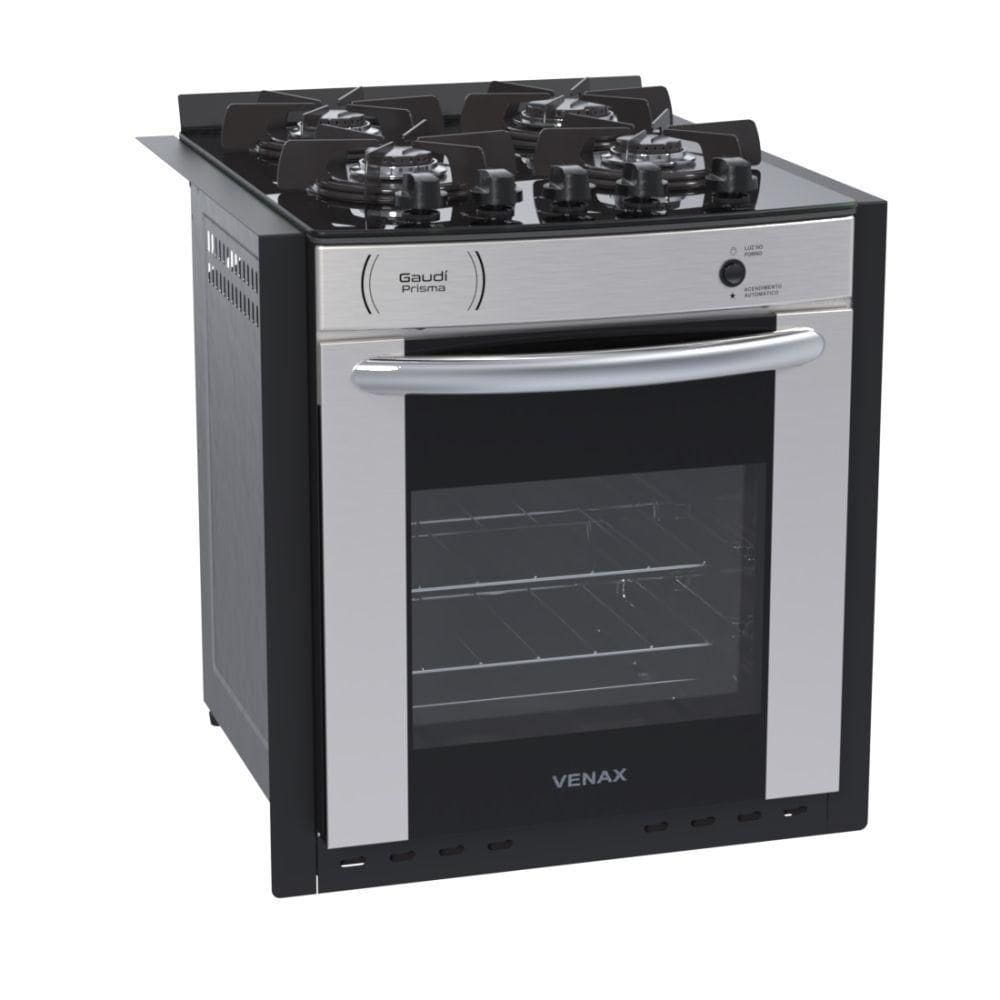Fogão Embutir Venax Gaudi Prisma 4b GLP Inox