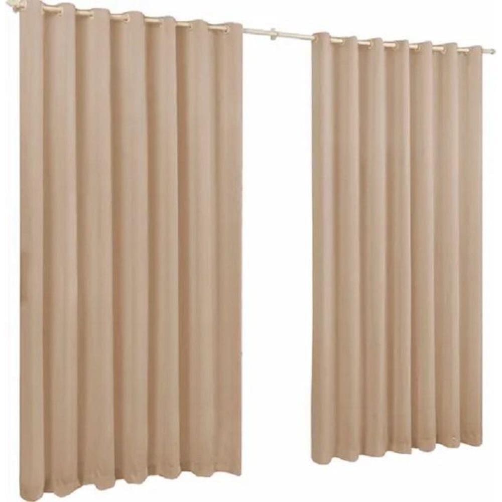 Cortina De Microfibra 5,00X2,50 Bege Ilhós Cromado Quadrado.