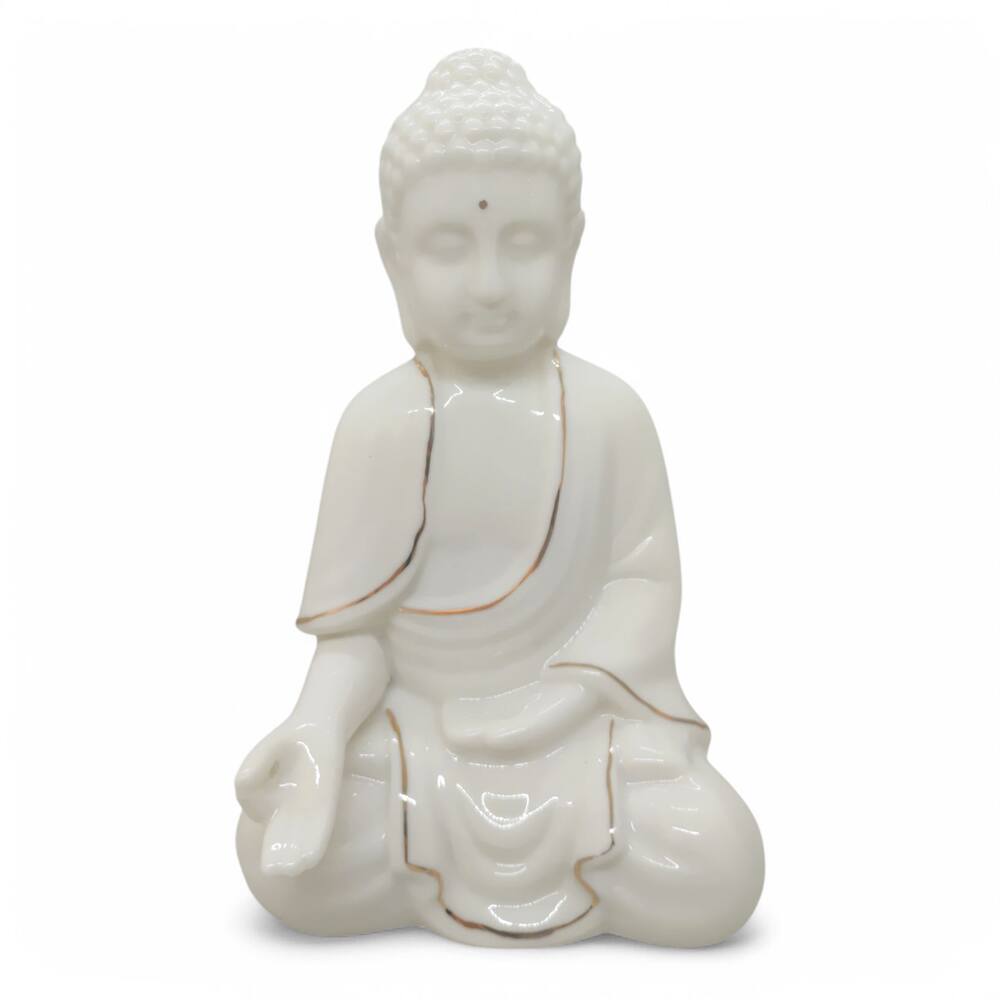 Estátueta Buda Tibetano Luminária Porcelana 19 cm
