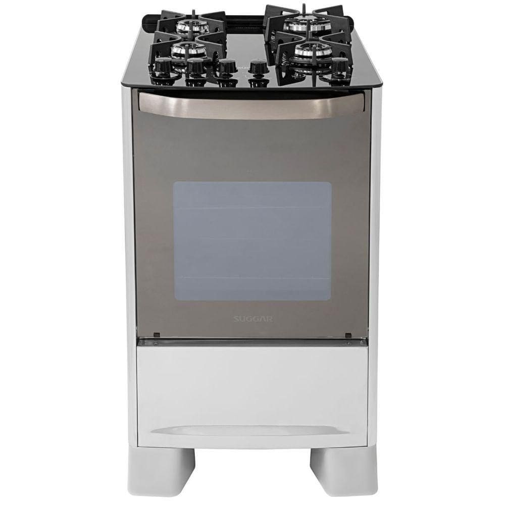 Fogão De Piso Suggar Master Grill 4 QueimadoresMesa Vidro Prata Inox 220VFGVMTG412PRIX