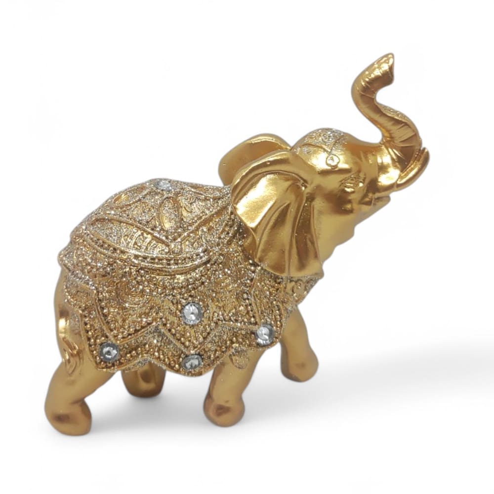 Elefante Dourado com Detalhes de Pedras Brilhantes 9 cm