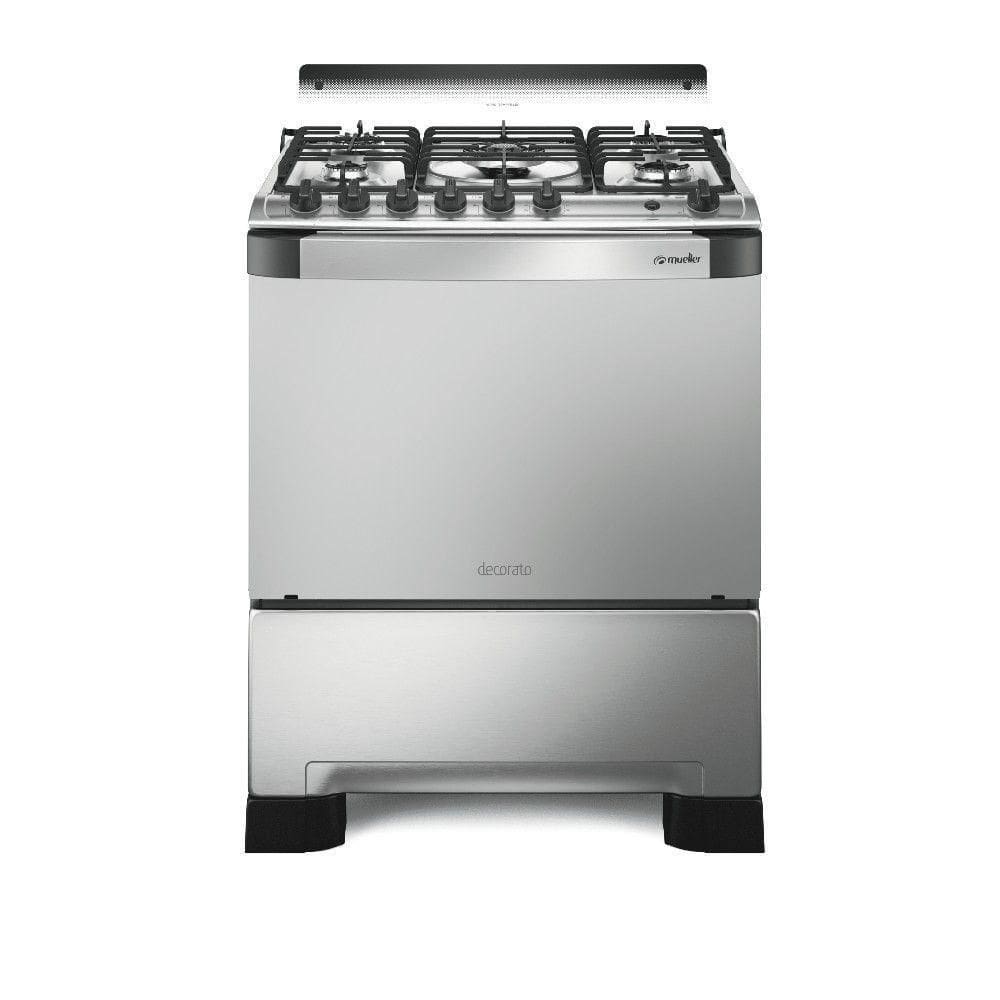 Fogão 5 Bocas Mueller Decorato Gourmet G3 Tripla Chama Inox Bivolt