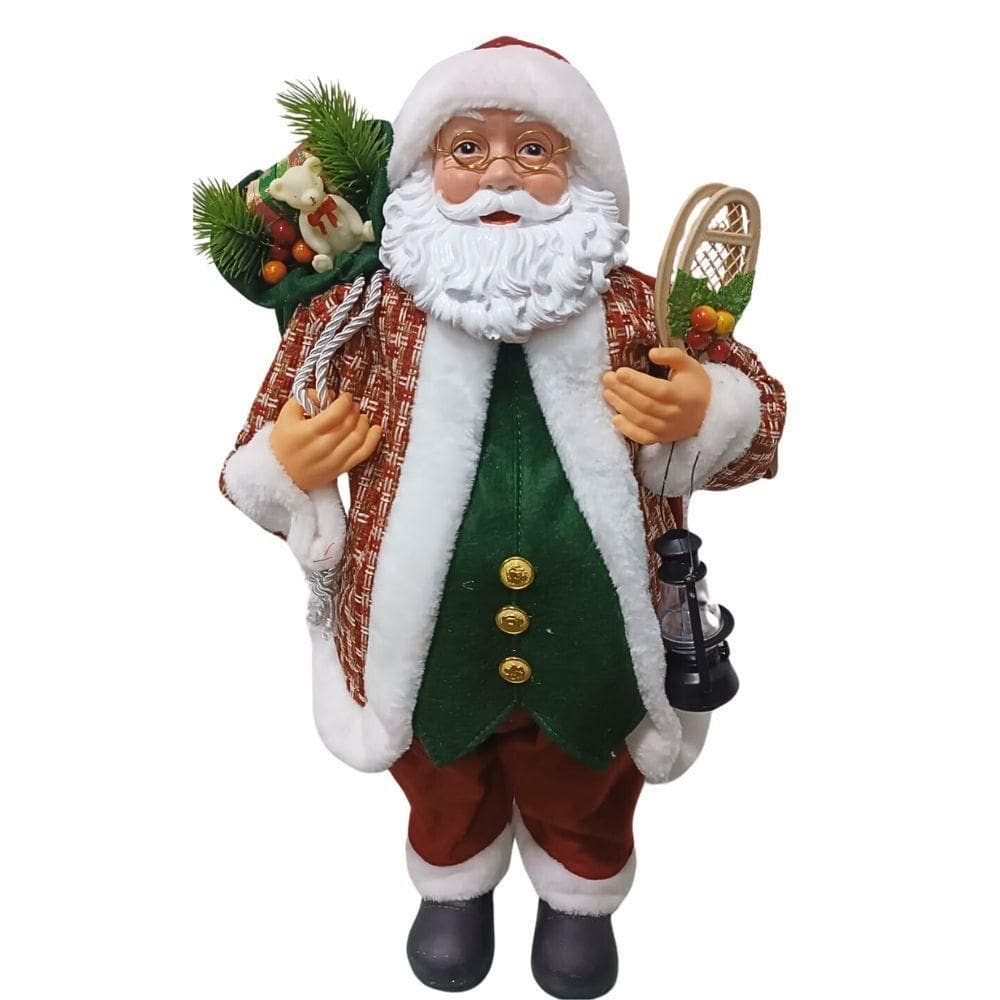 Papai Noel Sc Pres C-colete Xadrez Vm-vd 60cm Magizi