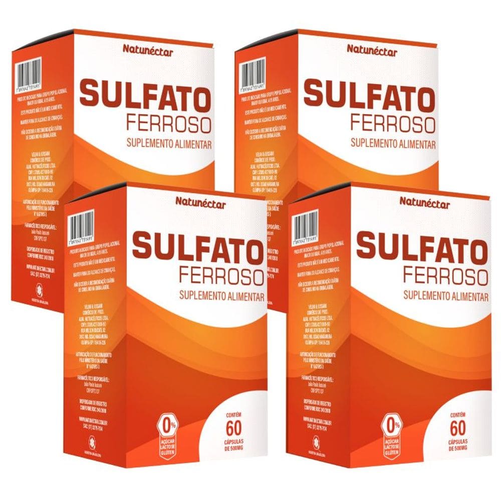 Kit Sulfato Ferroso 500mg – 4 unid (240 cápsulas)