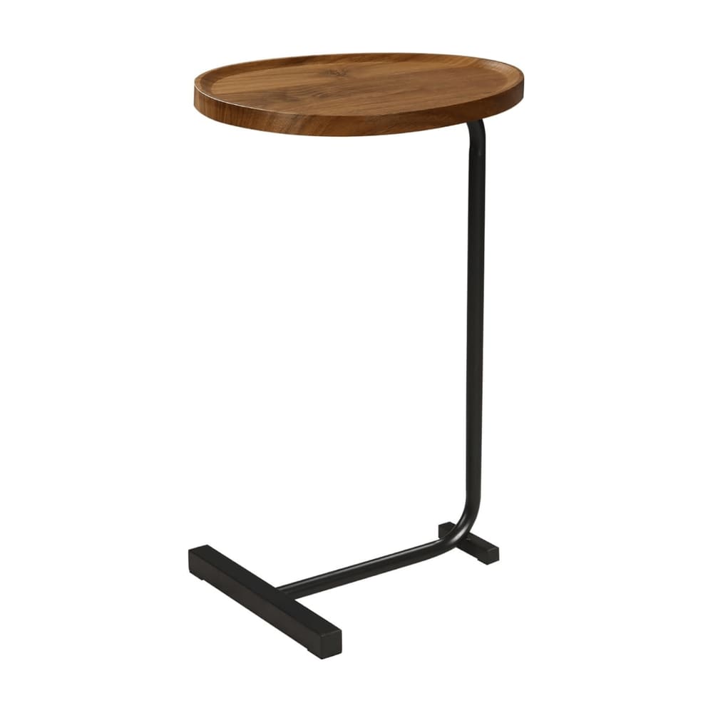 Mesinha de Apoio para Braço do Sofá Oval em Metal Marrom e Preto MDF 62cm 15084-PL