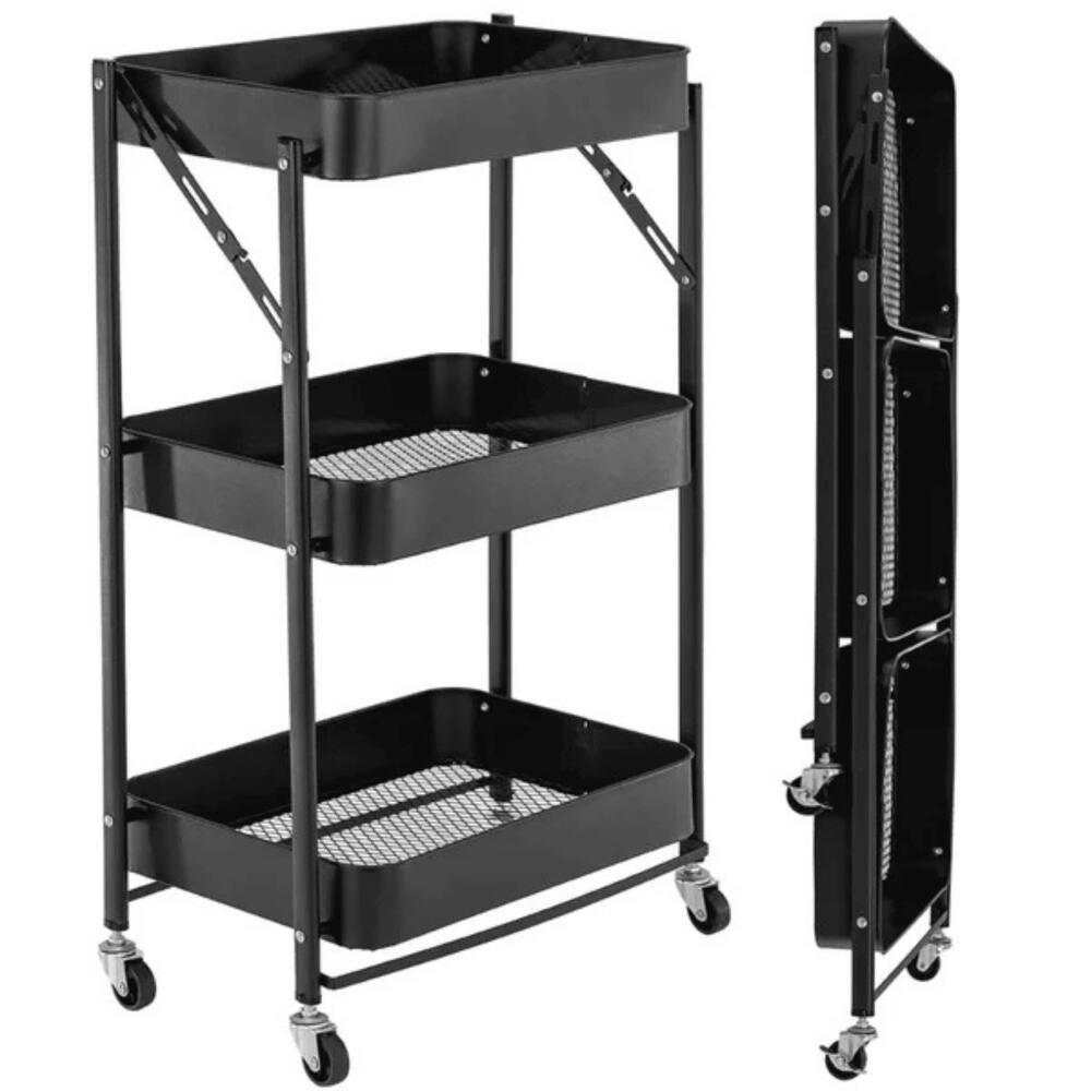 Carrinho para Servir em Metal Preto 77cm  15085-PL