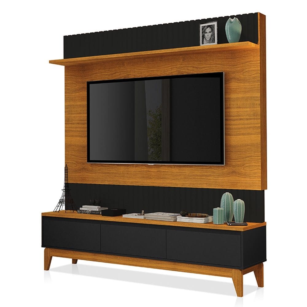 Rack Painel Para TV até 75 Polegadas Antalya Freijó Preto Luapa