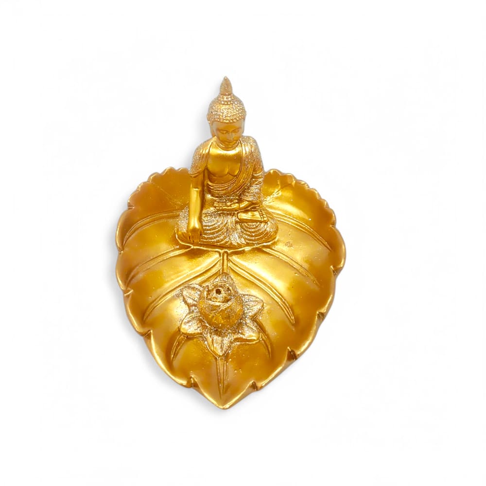 Incensário Vareta Buda Dourado Brilhante Meditando 10 cm