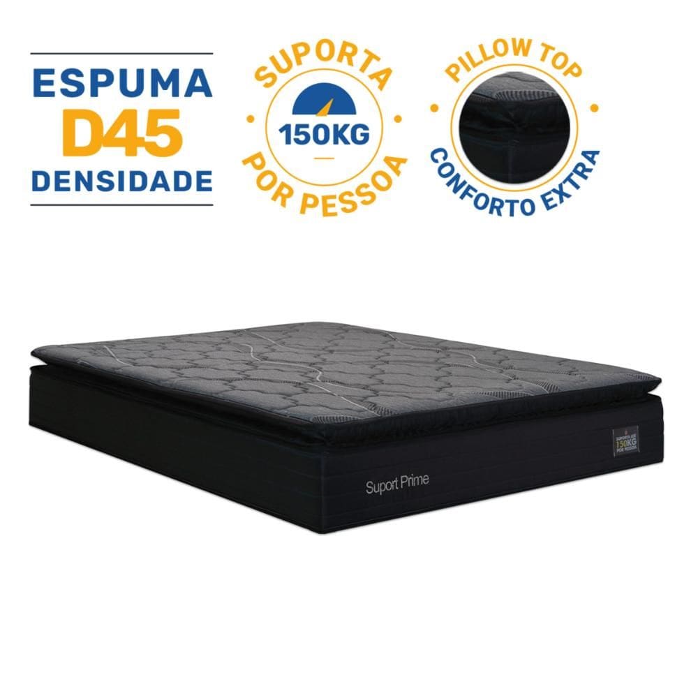 Colchão de Espuma D45 Pillow Top Suport Prime Casal 138cm