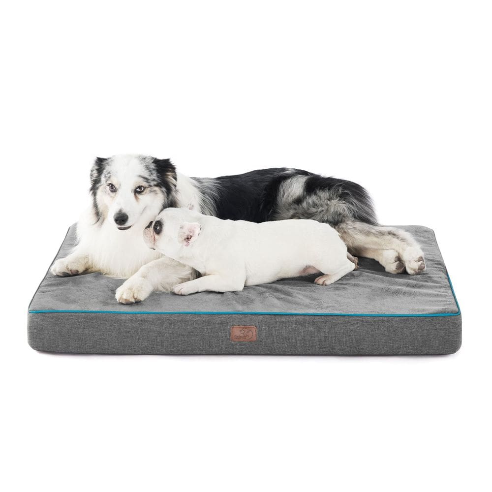 Cama para cães Bedsure Memory Foam Ortopédica Impermeável Cinza L Plus