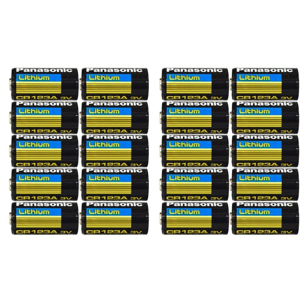 Bateria Panasonic CR123A de lítio 3V 1.55Ah (pacote com 20)