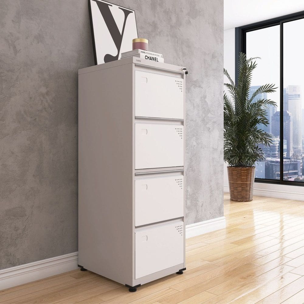 Gaveteiro Arquivo de Aço 4 Gavetas Of04sltcm Cinza/Branco