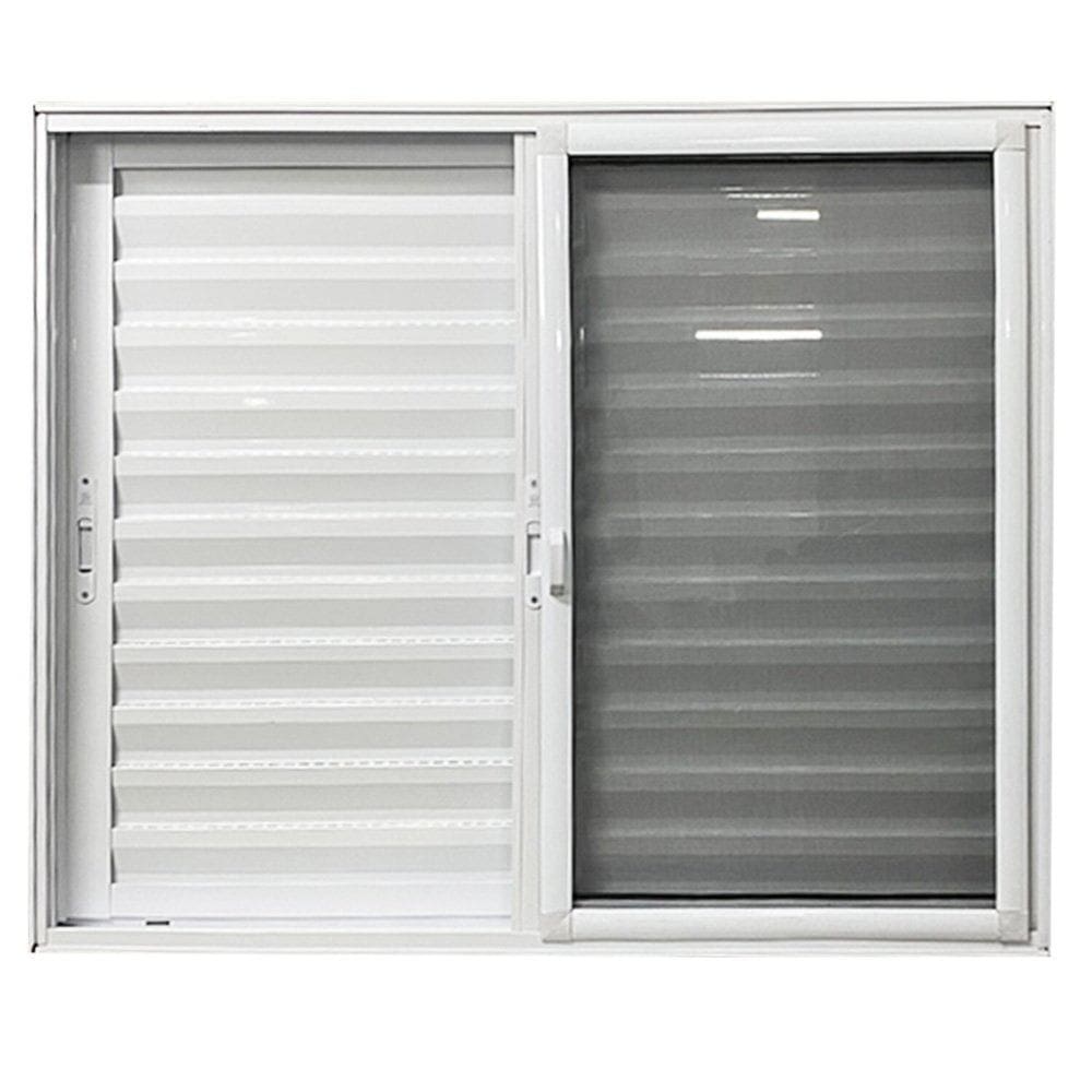 Janela de Alumínio Veneziana 3 Folhas com Tela Mosquiteira 120x150 Branco