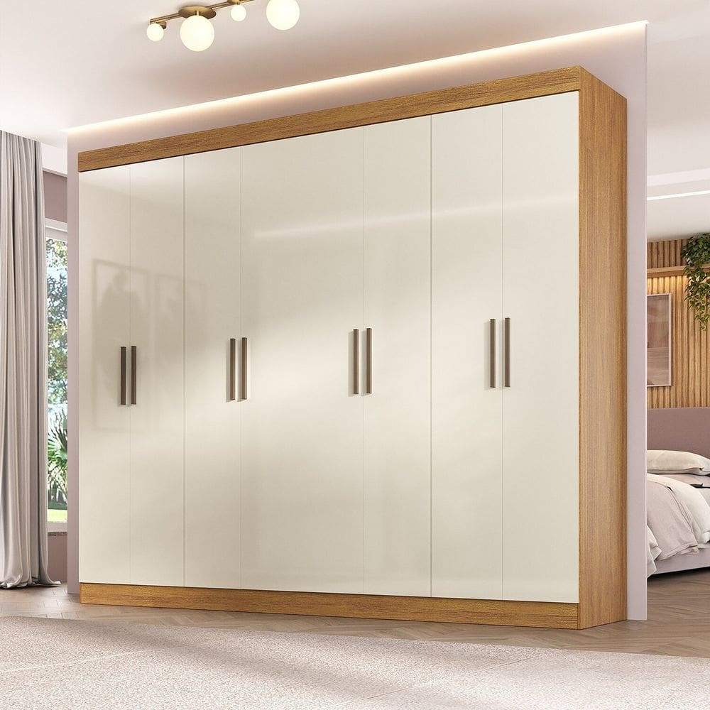Guarda-roupa Paris 8p 200x237x47 Cm Cinamomo/Off White