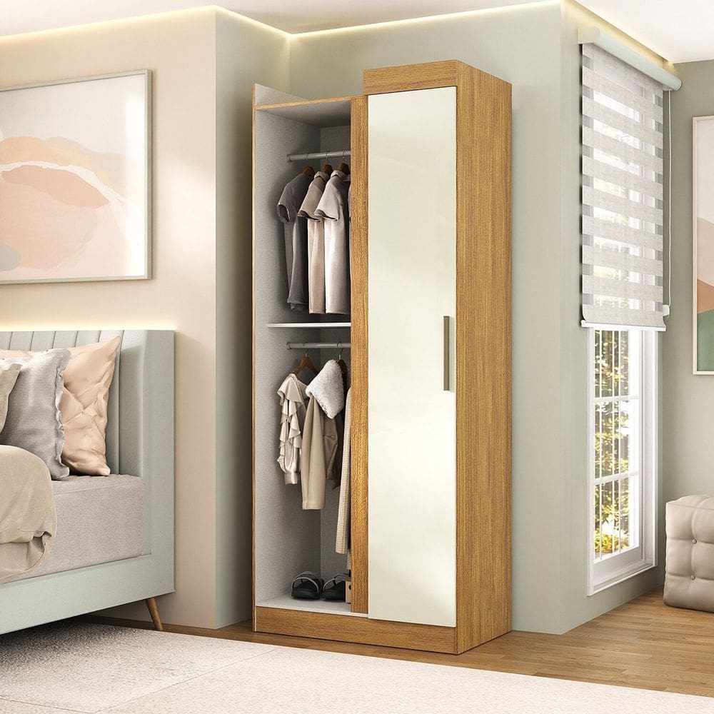 Guarda-roupa Canto Reto 2 Portas Paris Cinamomo/Off White