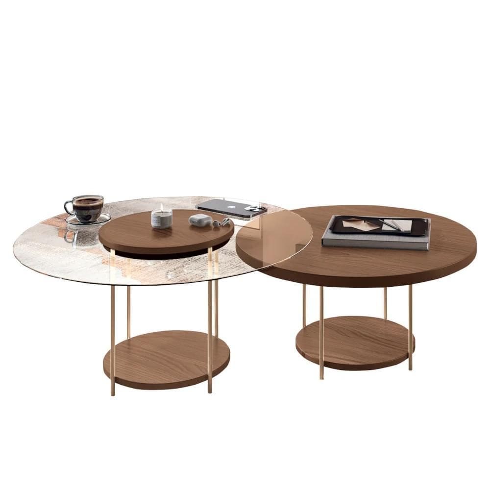 Conjunto de Mesas de Centro Sky com Tampo de Vidro e em MDF - HB Móveis