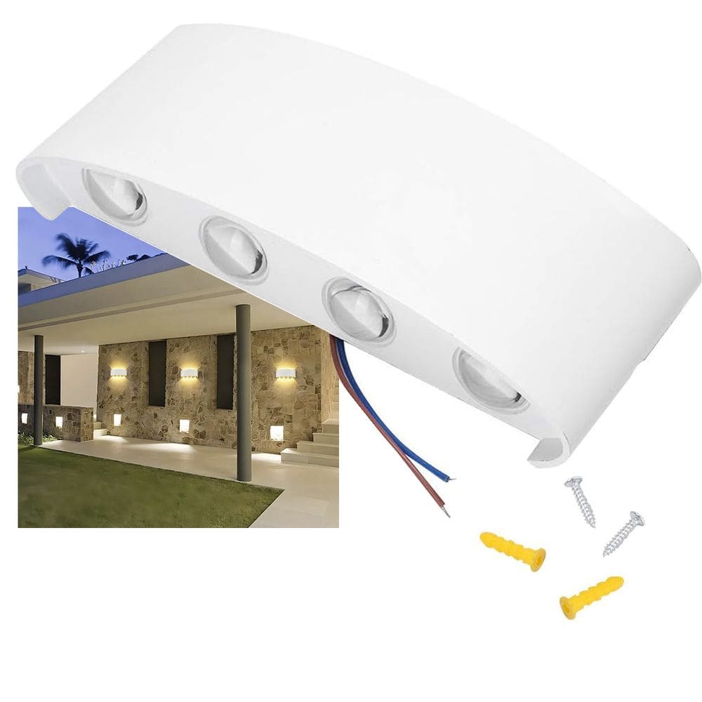 Arandela Luminaria Parede 8W Iluminaçao 8 Fachos Bivolt Luz Led Externa Rua Casa Garagem