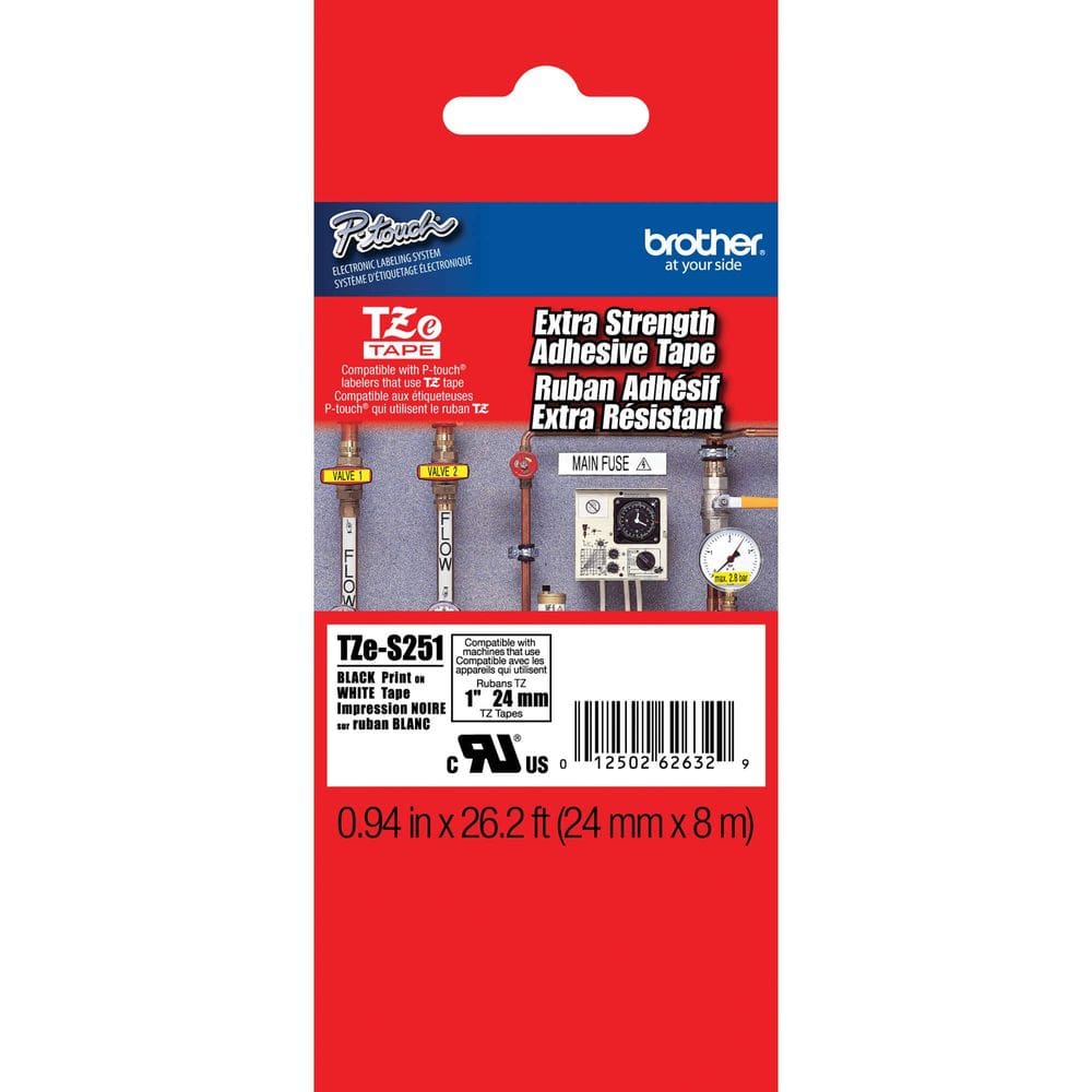 Fita Brother genuína P-touch TZE-S251 24 mm x 8 m preta/branca