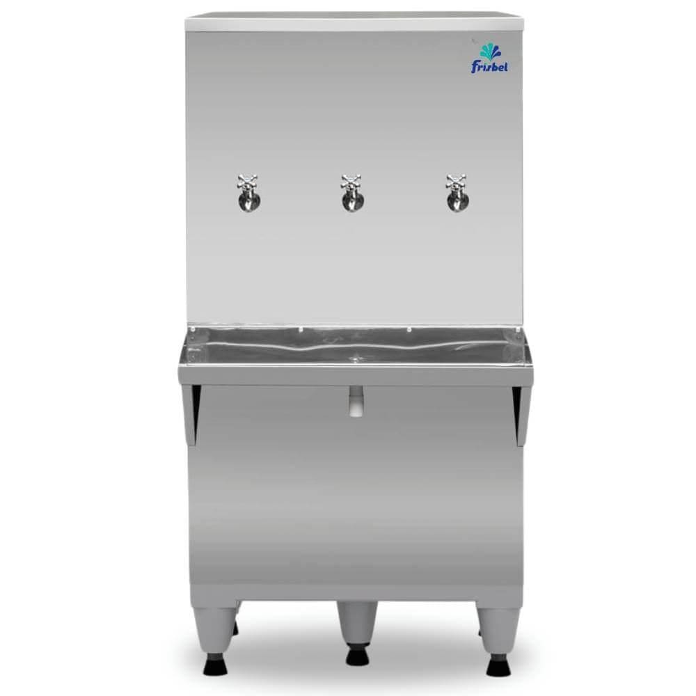 Bebedouro Industrial de Coluna Frisbel 100 Litros 2 Torneiras Gelada e 1 Natural Inox - 220V