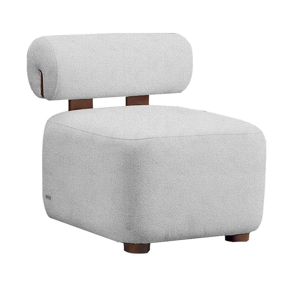 Poltrona Livi Tecido Bouclê Prata - Vallisa Decor