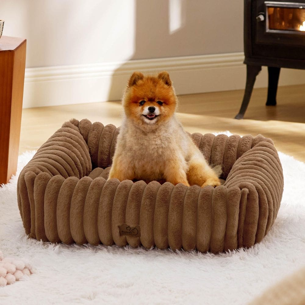 Cama para cães Bedsure, fofa, lavável, peluda, lã de veludo, pequena
