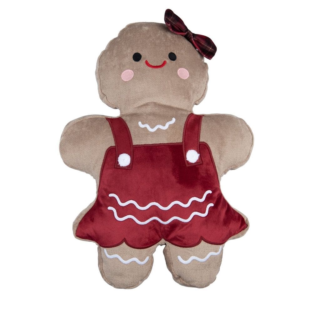 Almofada Pelucia Biscoito de Gengibre 37x52cm Gingerbella Natal Vermelho