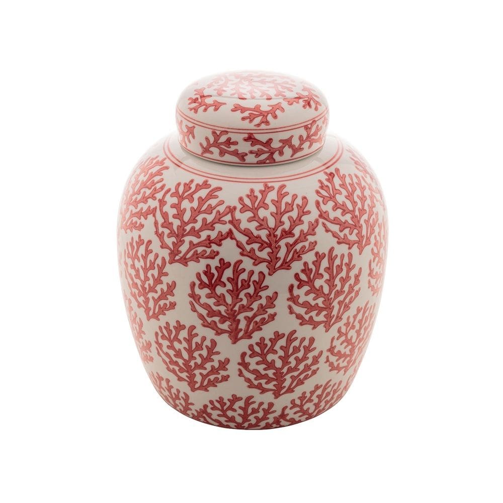 Potiche Decorativo de Porcelana Coral Vermelho 22x18cm Royal Decor
