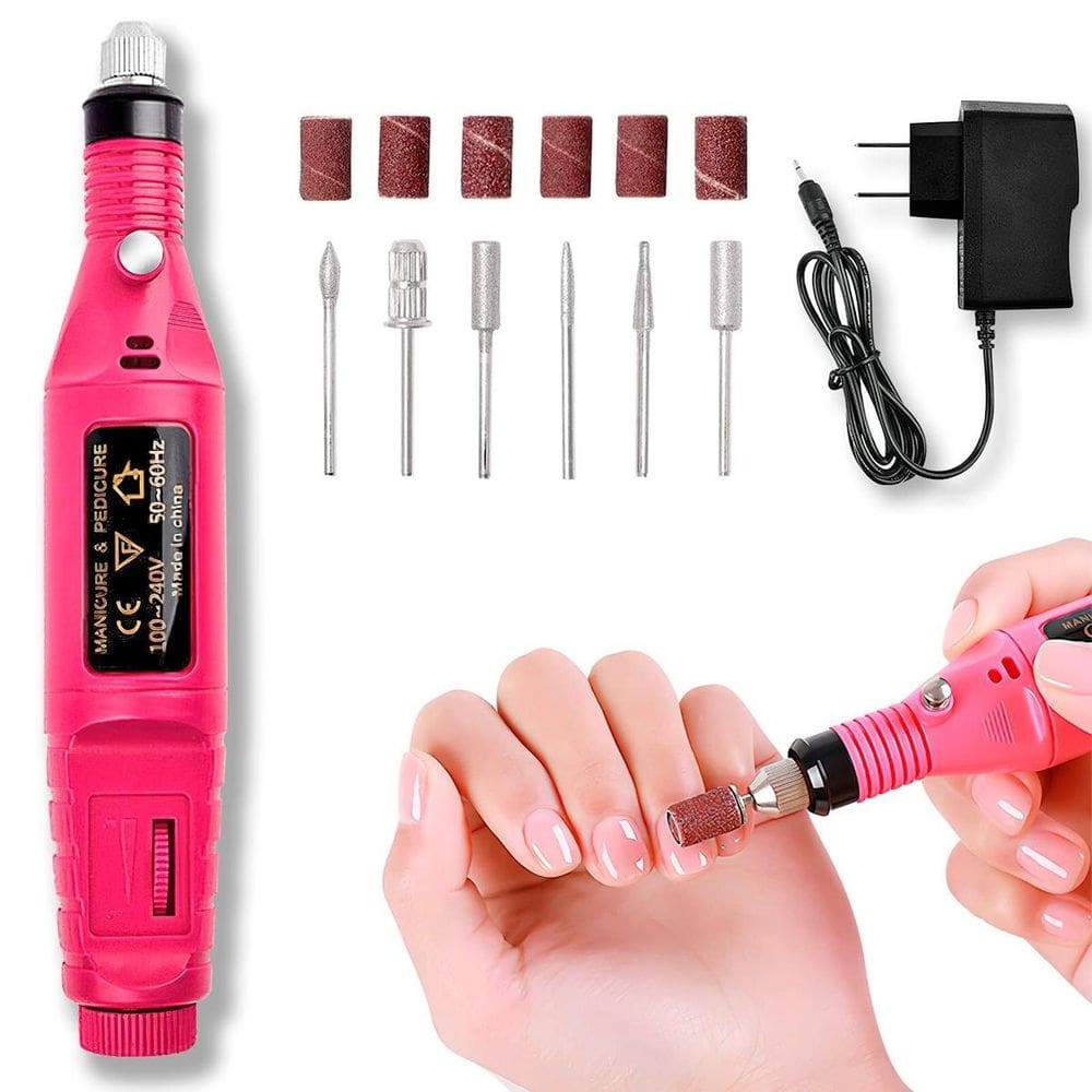 Lixador Elétrico Recarregável 110V/220V Rosa Para Manicure