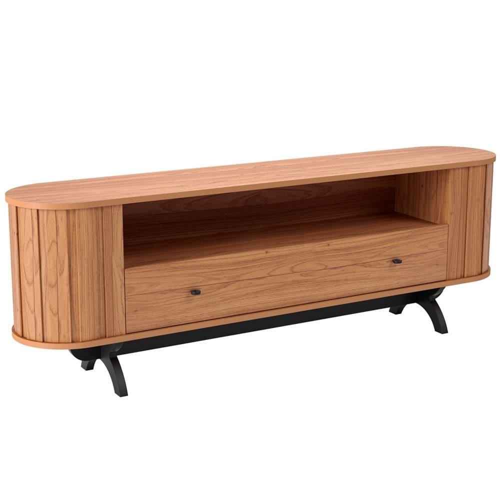 Rack Para Sala de Estar TV 60 Pol Orgânico 180cm Penina D03 Freijó Preto Fosco - Lyam Decor