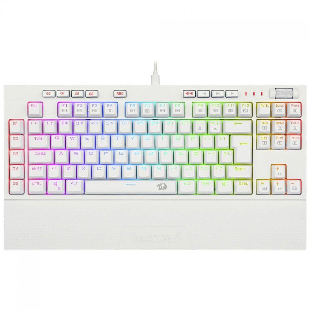 Teclado Mecânico Gamer Redragon Broadsword Pro ABNT2 Switch Vermelho Óptico RGB K588W-RGB-PRO PT-RED