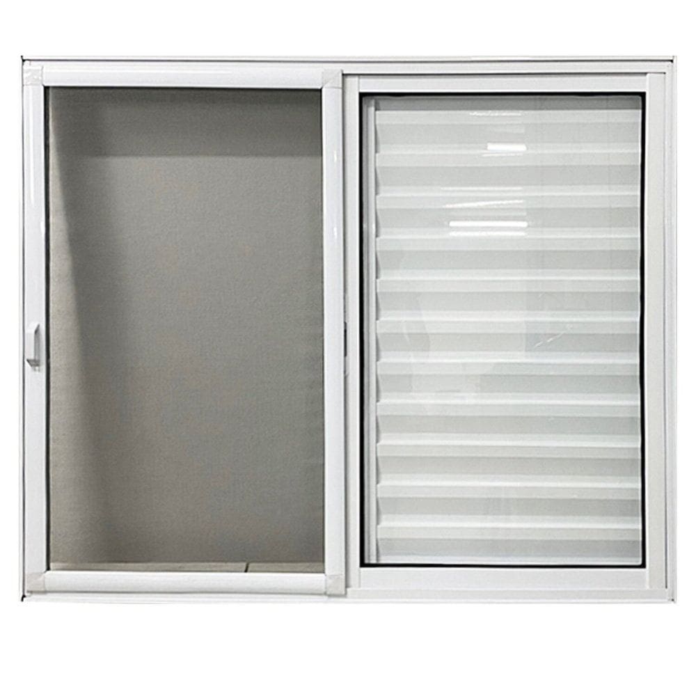 Janela de AlumínioVeneziana 3 Folhas com Tela Mosquiteira 100x100 Branco