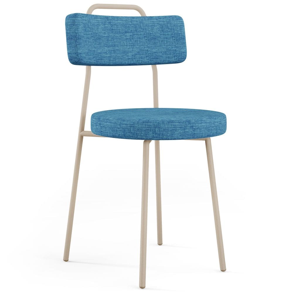 Cadeira Decorativa Estofada Para Sala De Jantar Barcelona Arena L02 Linho Azul - Lyam
