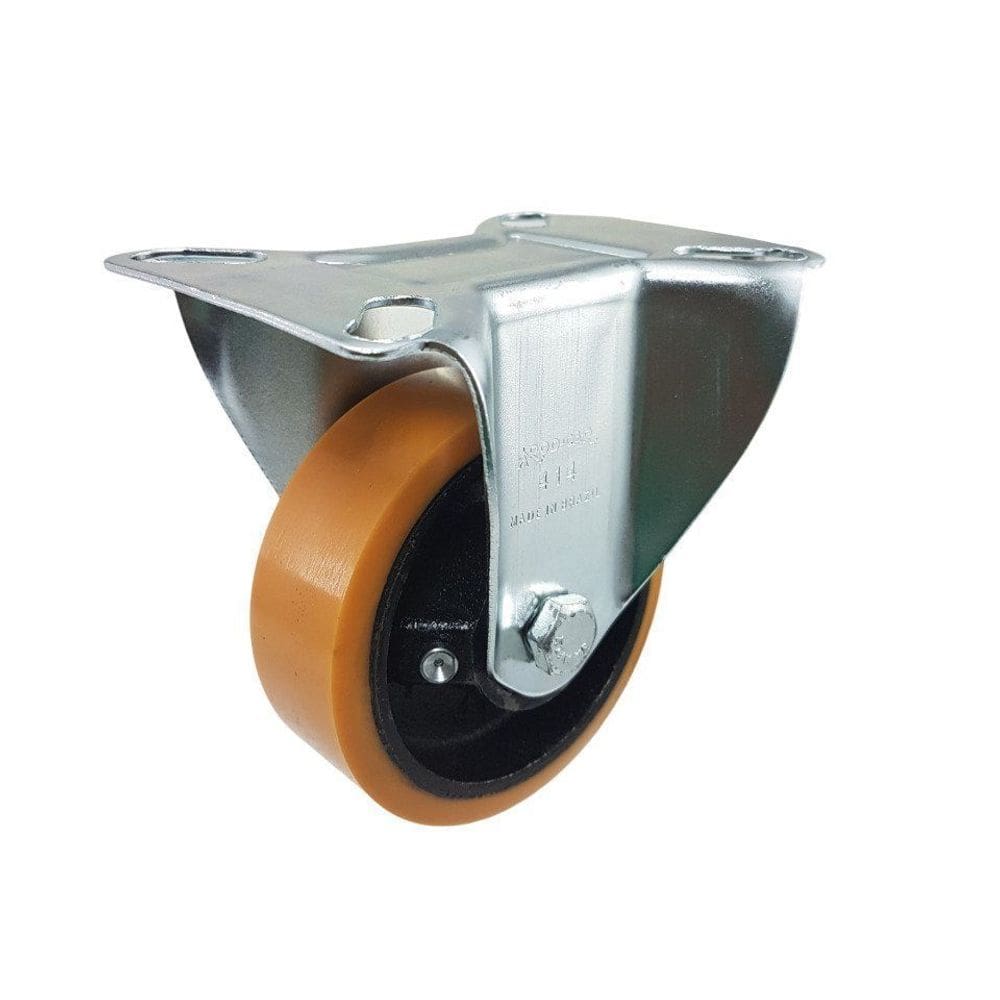 Rodízio Fixo 4” FLR 414 UFN 250kg PU Laranja Bucha 106937 Rod-Car
