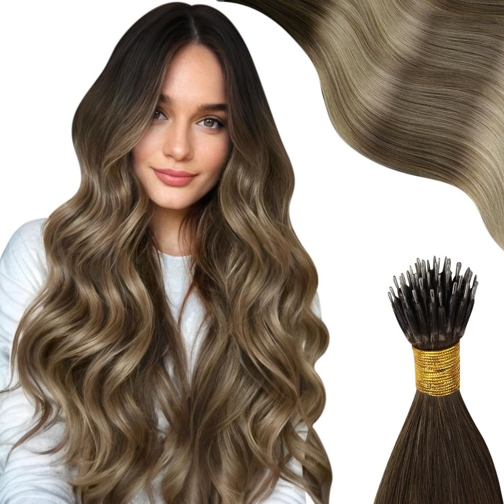 Extensões de cabelo Nano Bead Moresoo de marrom escuro a loiro escuro