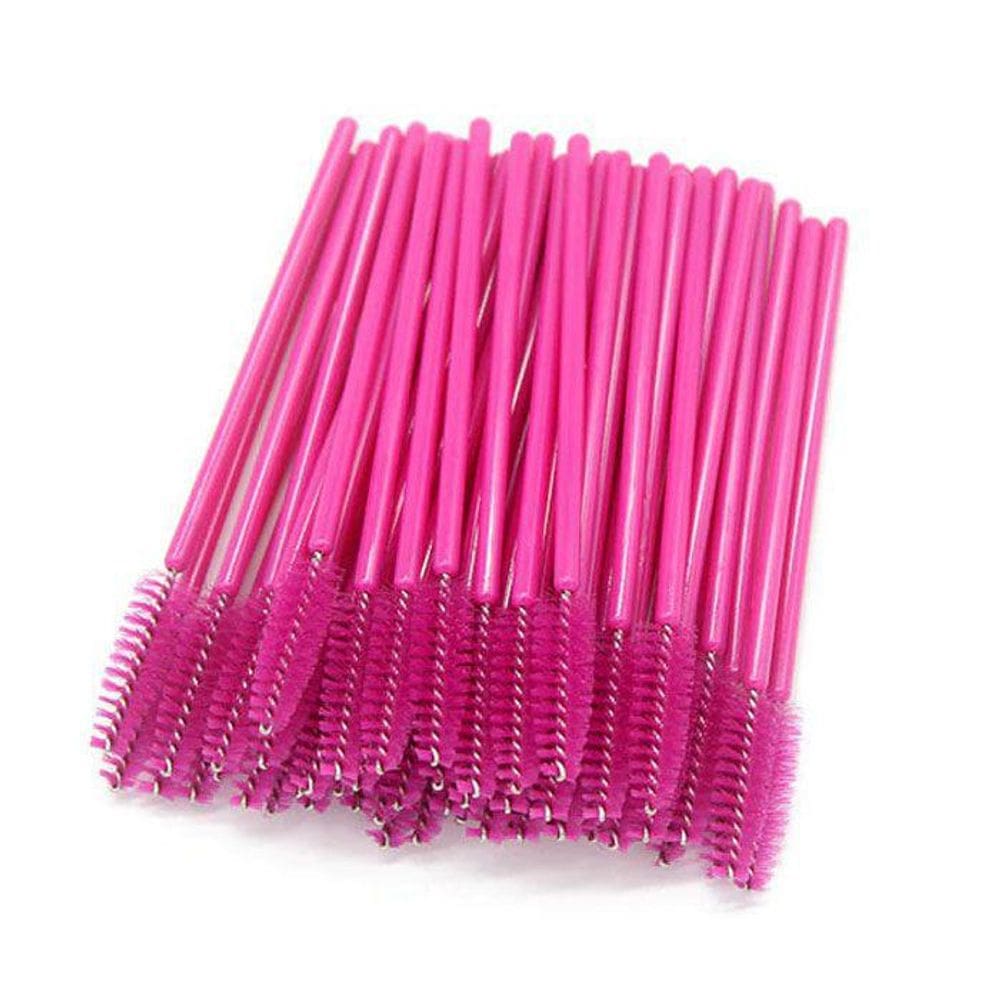Kit 50 Escovinhas Cílios Descartáveis Sobrancelhas Rosa