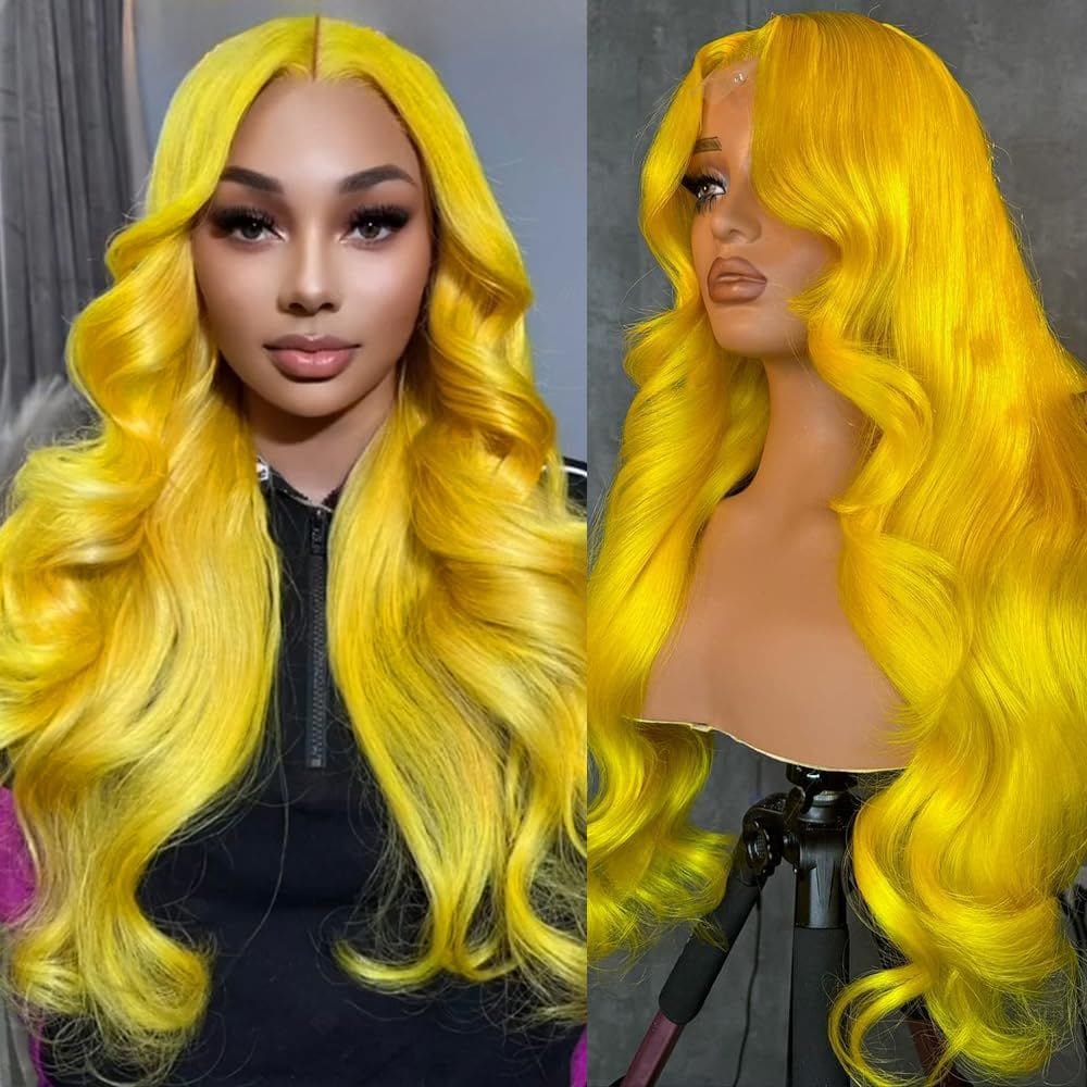 Peruca Avolo Yellow Human Hair 66 cm Body Wave HD Lace 13x4 Front