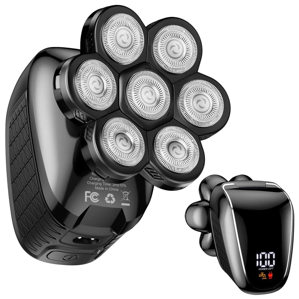 Máquina de barbear Wyklaus 7D com aparador de pelos nasais preta