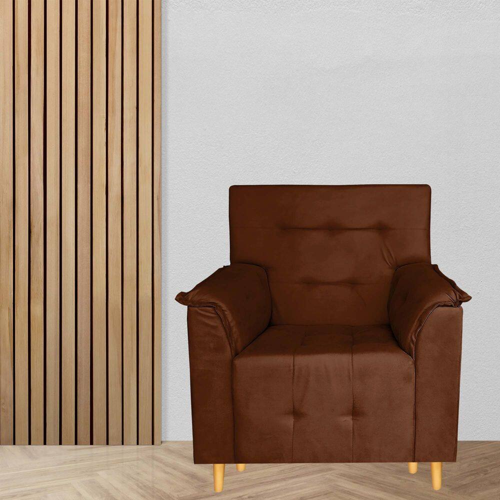 Poltrona Decorativa Valentina Confortável Para Sala Quarto Recepção TerraCota
