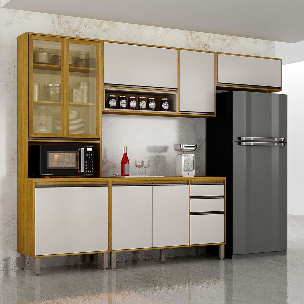 Cozinha Completa Nala Com Cristaleira 4 Peças 9 Portas Mobilihouse