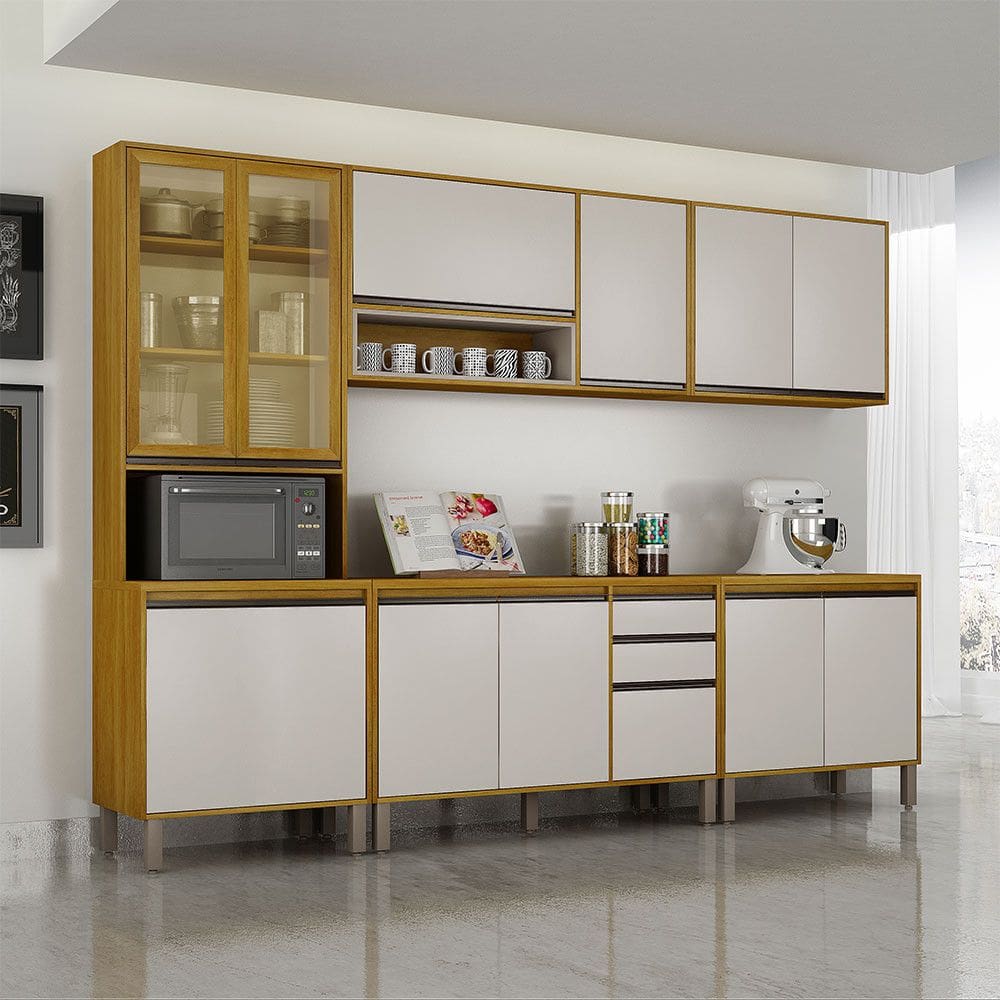 Cozinha Completa Nala Com Cristaleira 5 Peças 12 Portas Mobilihouse