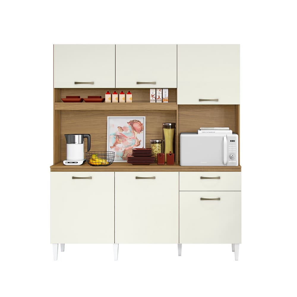 Kit Cozinha Siena 6 Pts e 1 Gaveta A2 Aramóveis - Cor Atacama Off White