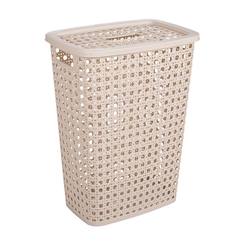 Cesto de Roupa Plasútil Alto Palha Bege 32L
