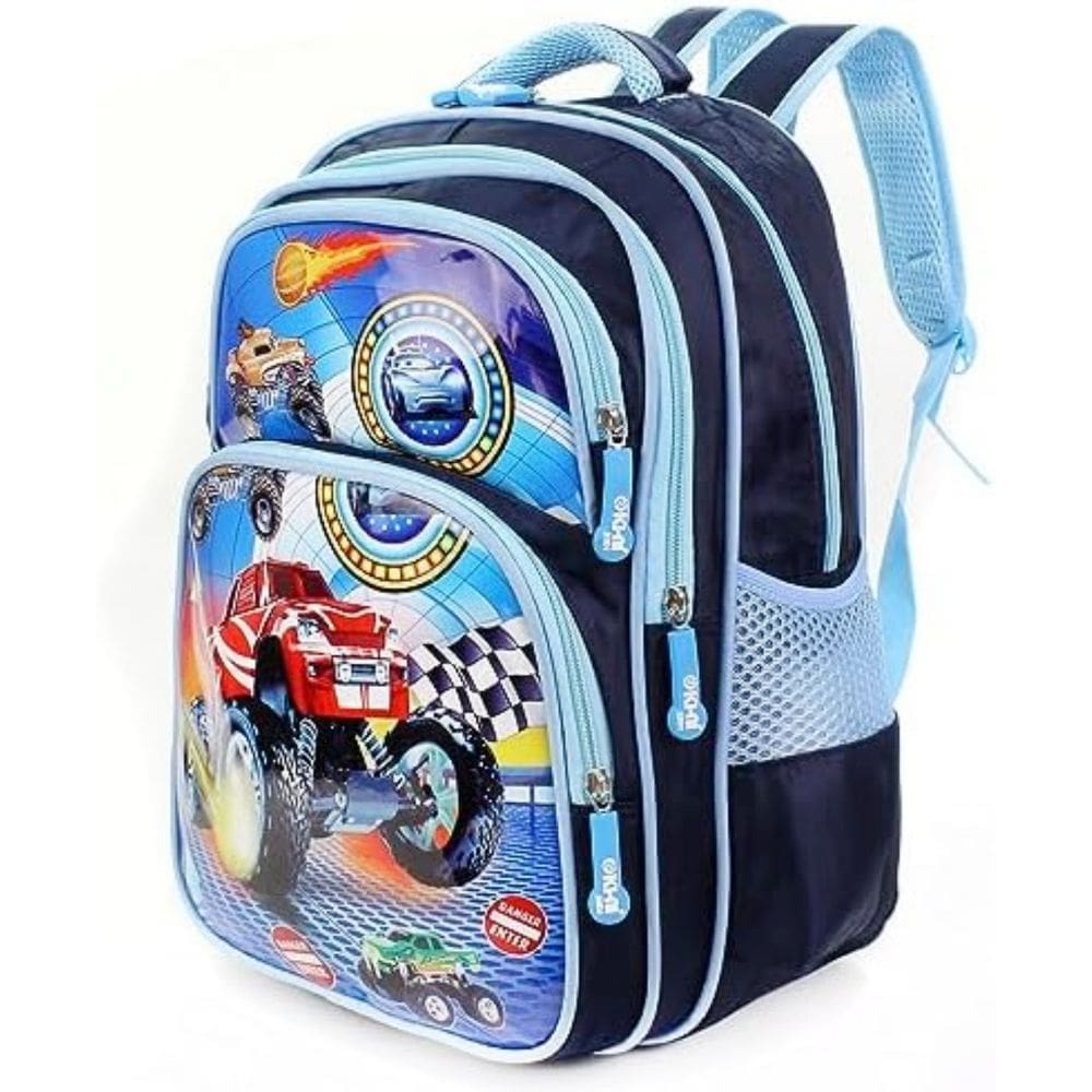 Mochila Infantil Escolar Costa Media 40cm Porta Garrafinhas Sport Rally Carros Reforçada