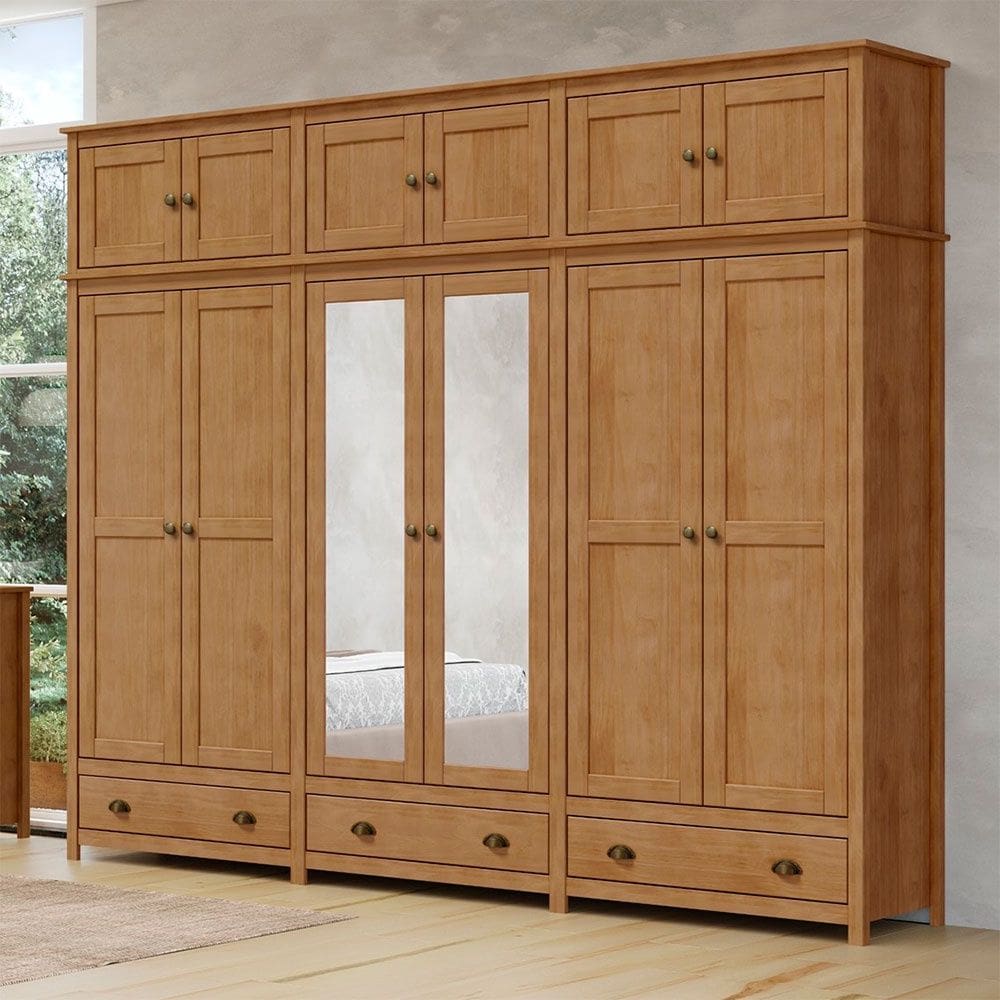 Guarda Roupa Roupeiro 12 Portas 3 Gavetas Topázio 9134FN Freijó Finestra