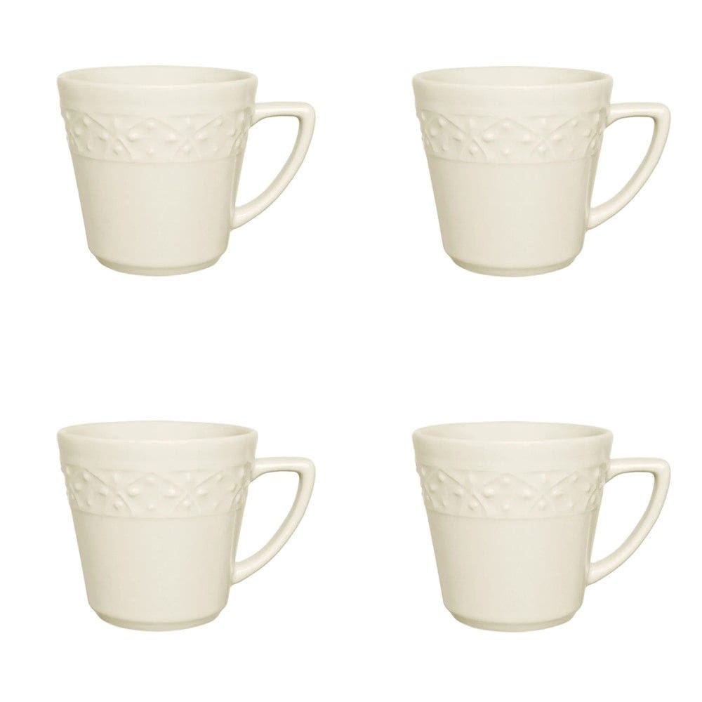 Conjunto de Canecas 04 Peças Mendi Marfim 360 ml Oxford