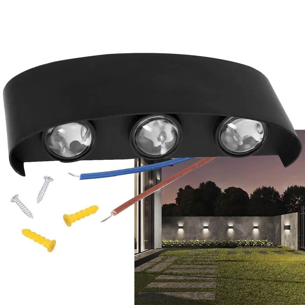 Arandela Luminaria Parede Meia Lua 6W 6 Fachos Led Iluminaçao Casa Garagem Varanda Rua Quintal
